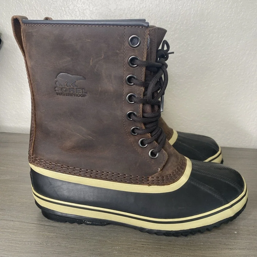 Men's Sorel Premium‎ Size 8.5 Leather Waterproof Insulated Winter Snow Boots